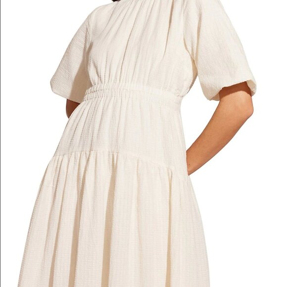 STAPLE THE LABLE | NWT | cream clinched waist tiered midi dress | SIZE M - Picture 2 of 6